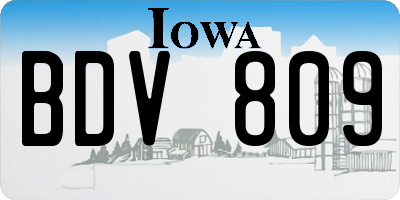 IA license plate BDV809