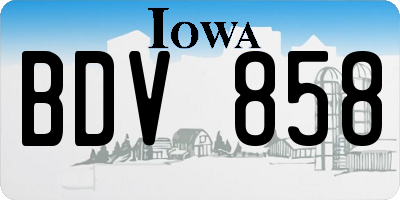 IA license plate BDV858
