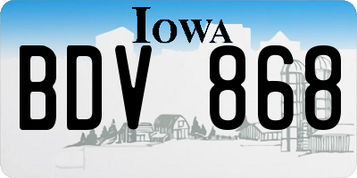 IA license plate BDV868