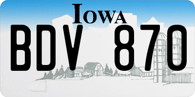 IA license plate BDV870