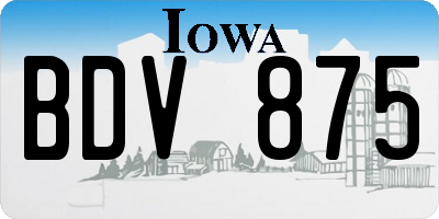 IA license plate BDV875