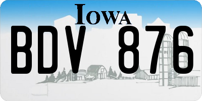 IA license plate BDV876