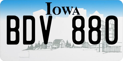 IA license plate BDV880