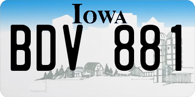 IA license plate BDV881