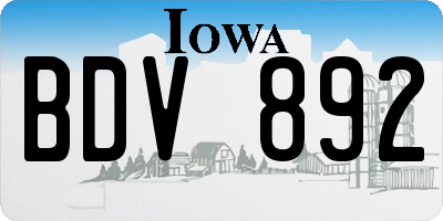 IA license plate BDV892