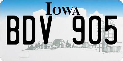 IA license plate BDV905