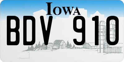 IA license plate BDV910