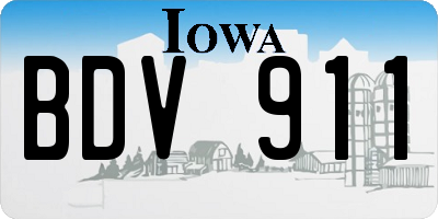 IA license plate BDV911