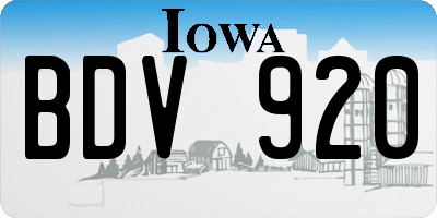 IA license plate BDV920