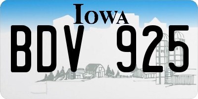 IA license plate BDV925
