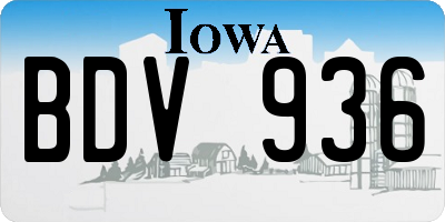 IA license plate BDV936