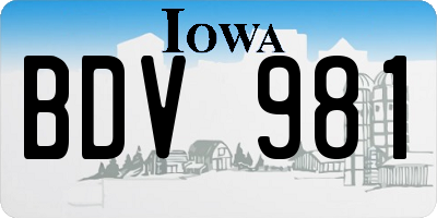 IA license plate BDV981