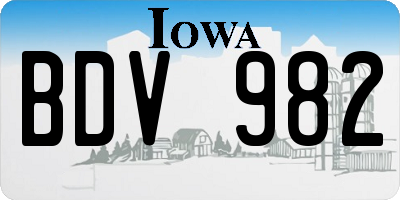 IA license plate BDV982