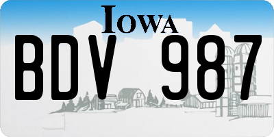 IA license plate BDV987