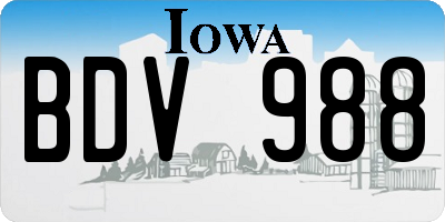 IA license plate BDV988