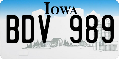 IA license plate BDV989