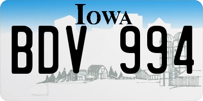 IA license plate BDV994