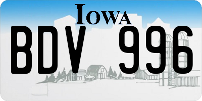 IA license plate BDV996