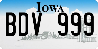 IA license plate BDV999