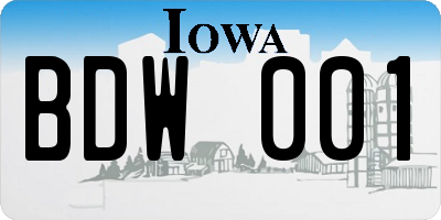 IA license plate BDW001