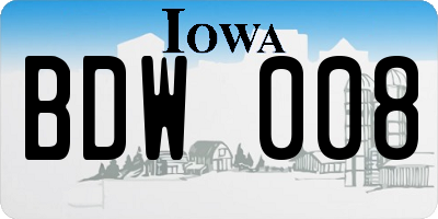IA license plate BDW008