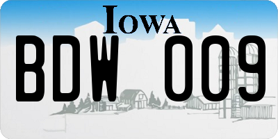 IA license plate BDW009