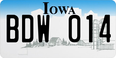 IA license plate BDW014