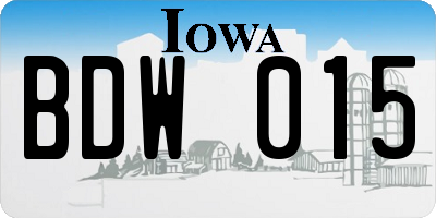 IA license plate BDW015