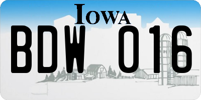 IA license plate BDW016