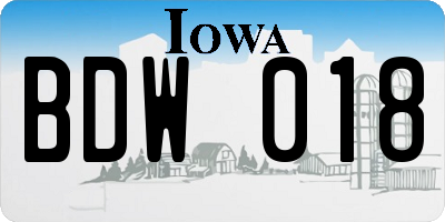 IA license plate BDW018