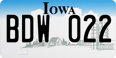 IA license plate BDW022