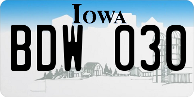 IA license plate BDW030