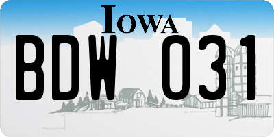 IA license plate BDW031