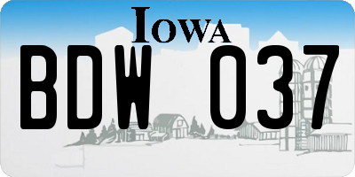 IA license plate BDW037