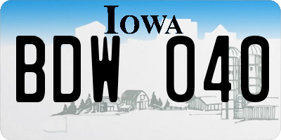 IA license plate BDW040
