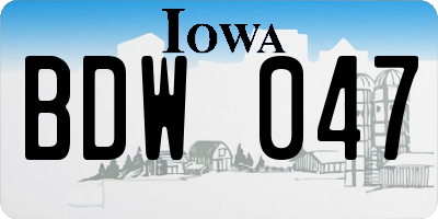 IA license plate BDW047