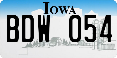 IA license plate BDW054