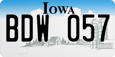 IA license plate BDW057