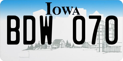 IA license plate BDW070