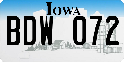 IA license plate BDW072