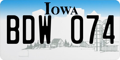 IA license plate BDW074
