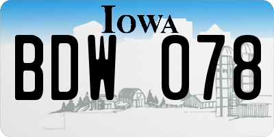 IA license plate BDW078