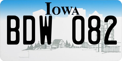 IA license plate BDW082