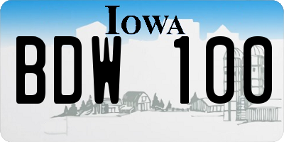 IA license plate BDW100