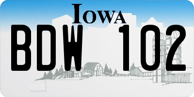 IA license plate BDW102