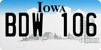 IA license plate BDW106