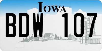 IA license plate BDW107