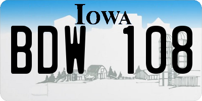 IA license plate BDW108