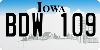 IA license plate BDW109