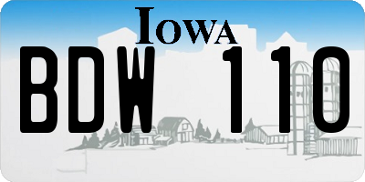 IA license plate BDW110